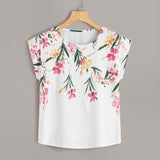 Plus Size Summer Fashion Floral Print Blouse Casual Sexy O-Neck Loose Tee Tops Female Women's Short Sleeve Shirt Blusas Pullover