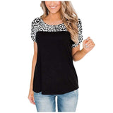 Women's Casual Short Sleeve Shirts Color Block Tunic Leopard Elegant Tops womens tops and blouses top patchwork 2020 NEW