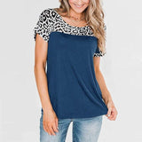 Women's Casual Short Sleeve Shirts Color Block Tunic Leopard Elegant Tops womens tops and blouses top patchwork 2020 NEW