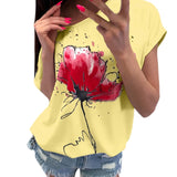 Summer Fashion Floral Print Blouse Casual Ladies O-Neck Loose Daily Tee Tops Female Women's Short Sleeve Shirt Blusas Pullover