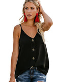 2020 European and US women's casual V-neck button-down vest blouse summer sleeveless blouse Sexy solid-color printed T-shirt